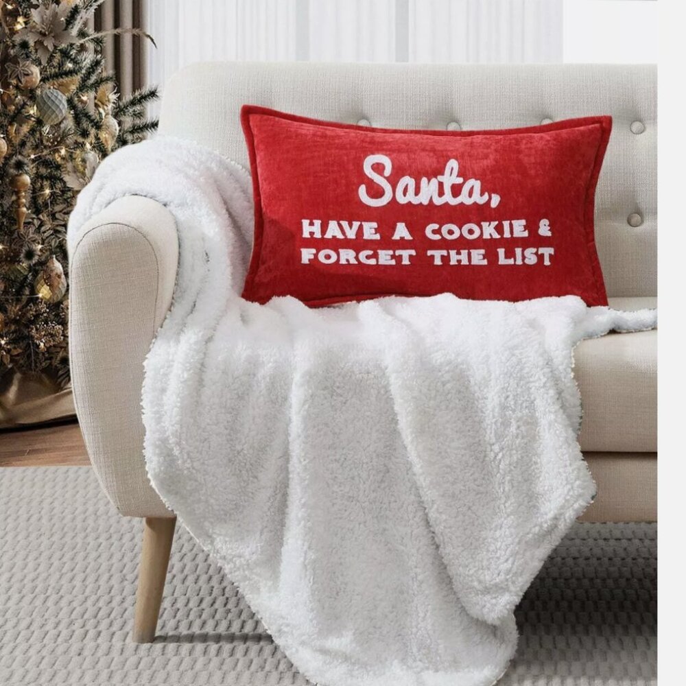 LACOURTE Santa Cookie List Decorative Pillow, 14″ x 24″ - Picture 3 of 8